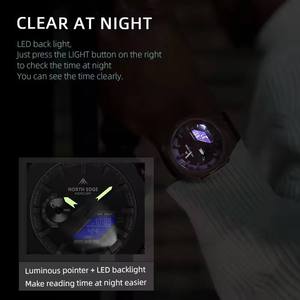 นอร์ธ เอจ เมอร์คิวรี่กีฬากลางแจ้งนาฬิกาอิเล็กทรอนิกส์นาฬิกาจับเวลาแบบจอแสดงผลคู่เวลาโลกกันน้ำปฏิทินปลุก 2026 - Product Image 3