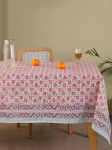 Nappe en coton imprimé bloc indien Design Floral lavable en Machine fête de mariage couverture de Table décorative pour la maison - Product Image 6