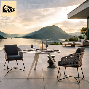 Conjunto de Sofá de Jardín Moderno y Minimalista, Mimbre Tejido, Diseño Curvo, Silla Baja, Otomana, Mesa, para Hotel, Resort, Piscina - Product Image 4