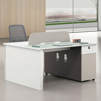 Poste de travail modulaire pour bureau avec cloison, table de travail pour employés avec serrure à combinaison mécanique et ventilateur de refroidissement pour employés de bureau