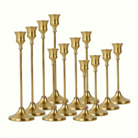 LANJO Bougeoirs en laiton de luxe, chandeliers dorés incassables et durables de haute qualité, 17-23 cm, pour décoration de table de mariage et de maison