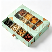 Boîte cadeau personnalisée à plusieurs compartiments avec fenêtre transparente, boîte d'emballage pour fruits secs et noix, matériau écologique, boîte de présentation pour chocolat
