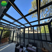 Pergola bioclimatique extérieure en alliage d'aluminium avec couverture électrique, design moderne, pour véranda murale en verre
