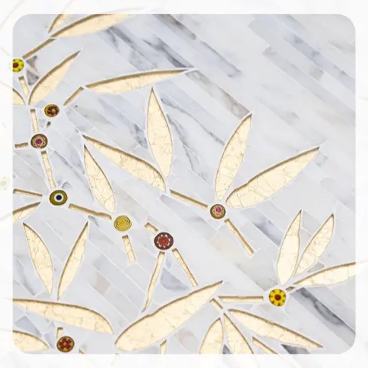 high popularity China antique elegant features bamboo marble Mosaic natural stone with Murano glass hand Mosaic tile