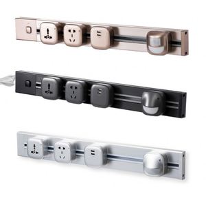 Regleta de alimentación <span class=keywords><strong>GSS</strong></span> para oficina en casa, superficie de riel de pista, escritorio de pared integrado, toma de corriente eléctrica multifuncional con USB - Product Image 2