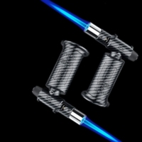 Briquet gonflable coupe-vent pour la cuisine en plein air, flamme bleue réglable, portable, rechargeable au butane, torche à jet pour le camping et le barbecue