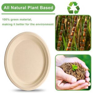 Assiettes en papier FULING 7 pouces, compostables, jetables, biodégradables, en fibres <span class=keywords><strong>de</strong></span> <span class=keywords><strong>canne</strong></span> à sucre - Product Image 6