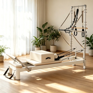 Machine de Pilates Reformer classique en alliage d'aluminium avec cadre de tour stable et chariot de grande taille sur rail silencieux pour salle de Pilates - Product Image 1