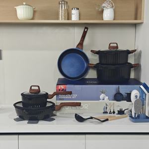 DONNOR <span class=keywords><strong>Oya</strong></span> Series <span class=keywords><strong>Pot</strong></span> de cuisine <span class=keywords><strong>en</strong></span> aluminium antiadhésif de 20 pièces - Product Image 4