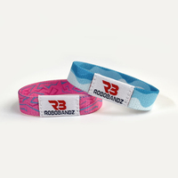Bracelet en tissu élastique personnalisé avec logo bleu pour les expositions et les salons professionnels, étiquette tissée, bracelet événementiel