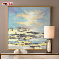 HOTEN Peinture à l'huile sur toile de paysage marin de style réaliste, représentant des artistes célèbres, avec bateau, faite à la main, taille personnalisée, originale