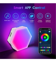 Lot de 8 appliques murales hexagonales à changement de couleur RVB alimentées par USB, contrôle du son et des applications, synchronisation de la musique, lumières hexagonales à LED pour le jeu.