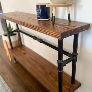 1/<span class=keywords><strong>2</strong></span>인치 블랙 주철 파이프 피팅 4방향 측면 출구 티 산업용 파이프 선반 브래킷, 빈티지 산업용 파이프 가구 - Product Image 4