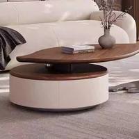 Table basse moderne en bois avec structure métallique et rangement pour salon et maison
