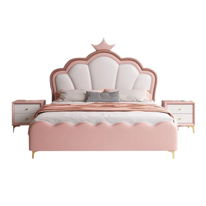 Letto Principessa Rosa in Legno Massello <span class=keywords><strong>per</strong></span> Bambini con Contenitore, Set Letto Moderno Imbottito in Pelle <span class=keywords><strong>per</strong></span> Cameretta - Product Image 5