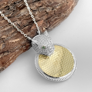 Carline Sang Trọng Tốt Thiết Kế Động Vật Panther Zirconia 18K Vàng Rhodium Mạ 925 Sterling Bạc CNC Mặt Dây Chuyền Dây Chuyền Trang Sức - Product Image 5