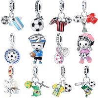 Perles en argent sterling 925 originales sur le thème du football, accessoires de mode pour bracelets et pendentifs DIY