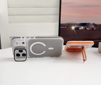 Coque de téléphone minimaliste avec support magnétique puissant pour iPhone 17 16 15 14 Pro Max, pare-chocs robuste avec béquille et protection d'objectif