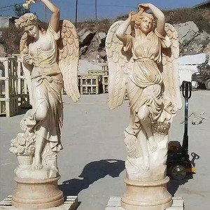Statua di Angelo <span class=keywords><strong>Venere</strong></span> a Grandezza Naturale in Marmo Bianco Naturale Intagliata a Mano per Decorazione Esterna del Giardino - Product Image 5