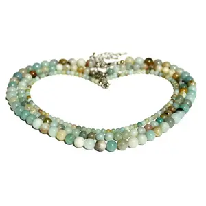 Retro Agate Amazonite Beaded Necklace 4/6/8mm Healing Riki Yoga Crystal Jewelry Parties Weddings Gift Fashion Pendants Charms