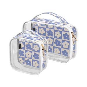 Trousse de Maquillage Transparente Personnalisable avec Logo, Imperméable, Petite, Lot de 2, en PVC Transparent avec Fermeture Éclair, Sac de Voyage pour Articles de Toilette - Product Image 1