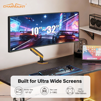 Support de moniteur de jeu RGB avec bras à ressort à gaz unique et ports USB Type C pour écrans de 10 à 32 pouces VESA 100x100