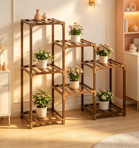 Support de plantes d'intérieur, étagère extérieure <span class=keywords><strong>en</strong></span> <span class=keywords><strong>bois</strong></span>, support à plantes à 3 niveaux <span class=keywords><strong>en</strong></span> forme d'échelle <span class=keywords><strong>pour</strong></span> mobilier de jardin, <span class=keywords><strong>pour</strong></span> salon et jardinage - Product Image 3