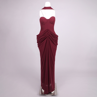Robe longue de soirée formelle pour femme, sexy, ajustée, sans bretelles, avec lacets et plis, avec écharpe, pour mariage, bal de promo, été, modèle SB3963