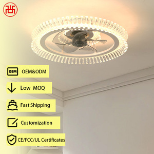 พัดลมเพดาน5ใบหรูหราทันสมัยพร้อมไฟ LED, มอเตอร์ DC แบบเงียบ, รีโมทคอนโทรลและแอป, หรี่แสงได้6สปีด, ตัวอะคริลิก - Product Image 1