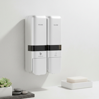 Distributeur de savon mural double en mousse pour toilettes et salles de bain, rechargeable, en ABS, compatible avec les liquides pour hôtels et bébés