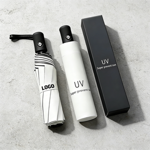 Groothandel op maat gemaakte logo paraplu's van hoge kwaliteit, opvouwbaar met hoes, draagbaar, UV-zonbescherming, promotionele paraplu's voor zakelijke geschenken - Product Image 1