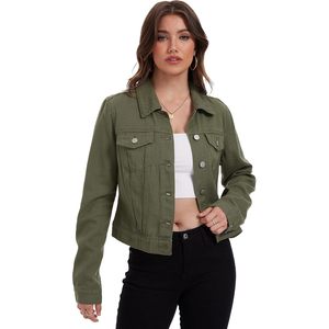 Chaqueta Vaquera Corta Personalizada para Mujer, Manga Larga, con Botones, Bolsillos, Tela Lavada Transpirable - Product Image 5