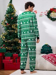 Pyjamas d'<span class=keywords><strong>hiver</strong></span> personnalisés pour la famille, style Noël, légers, à manches longues, pour hommes - Product Image 3