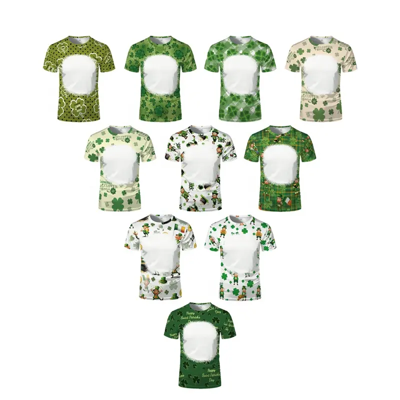 聖パトリックの日DIYロゴレプラコーンTシャツカスタマイズされたデザイン幸運四つ葉のクローバーシャツ昇華漂白Tシャツ