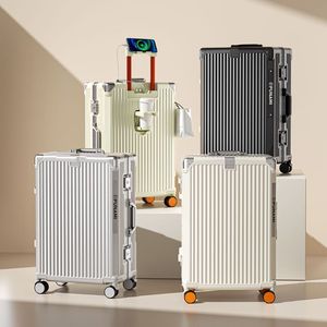 Công suất lớn khung nhôm thể thao PC Túi hành lý Vali bộ phong cách kinh doanh giản dị Spinner Caster bán nhà máy trực tiếp - Product Image 4