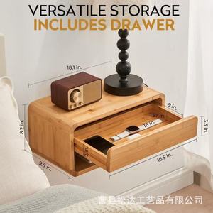 Mesita de noche flotante de madera con cajones, ideal para uso doméstico, dormitorio, lámpara de noche y almacenamiento. Mesita de noche multiusos - Product Image 3