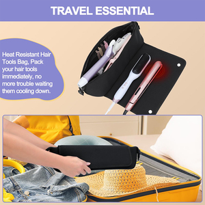 <span class=keywords><strong>Plancha</strong></span> de <span class=keywords><strong>pelo</strong></span> de neopreno personalizada para mujer, herramientas de rizador, estuche de almacenamiento, herramientas de peinado, bolsa de viaje con alfombrilla resistente al calor - Product Image 5