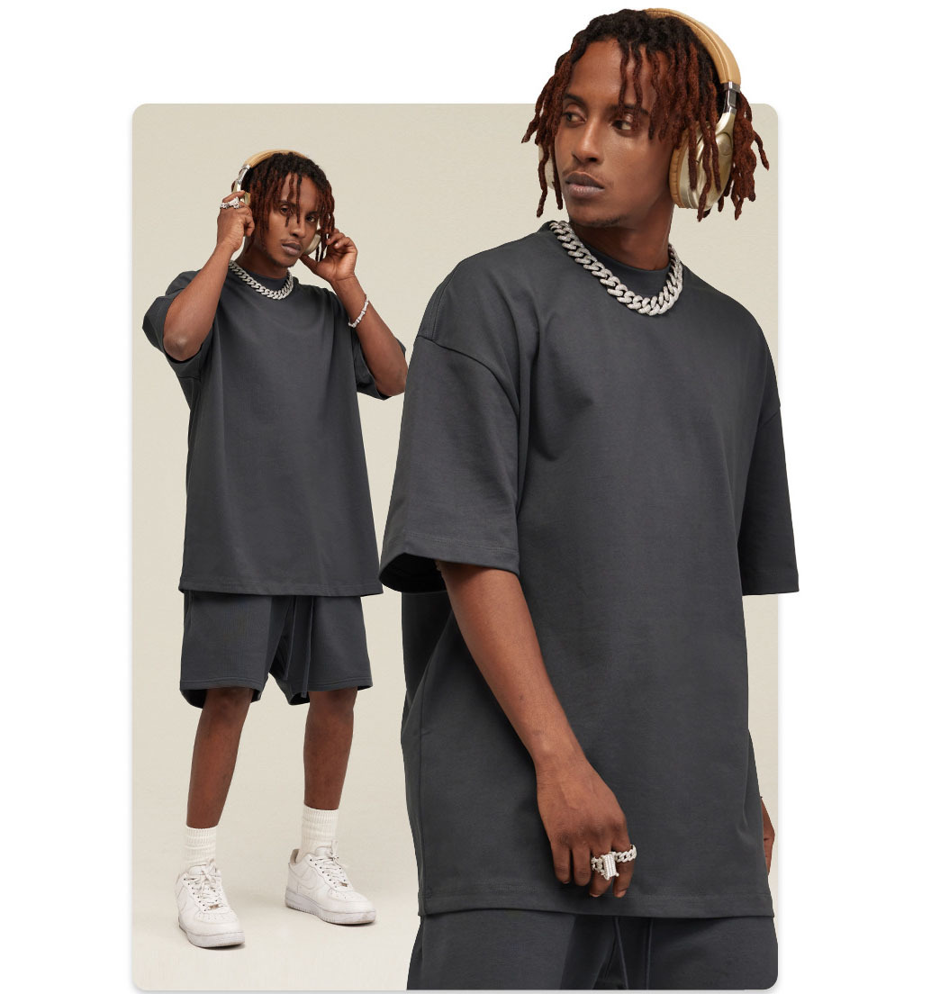 Custom Logo Oversized Plus Size Men's HeavyweightBlank for Men Women Yoga Clothes with Short Sleeves