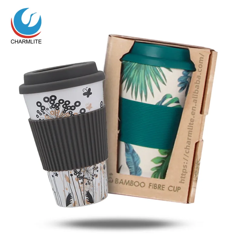 Reusable Eco-friendly Bamboo Fibre Coffee Tumbler Travel Coffee Cup Mug With Silicone Lid