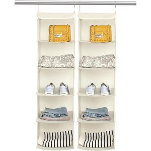 5 Shelves Hanging Closet Organizer 43x12x12 Inch With 6 Side Pockets For Clothes Shoes Storage Bedroom Use - Product Image 1