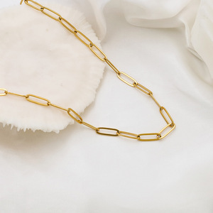 European American Style Oval Titanium Steel Necklace Gold <b>Cross</b> <b>Chain</b> Geometric Design Women's Fashion Jewelry Gift - Product Image 1