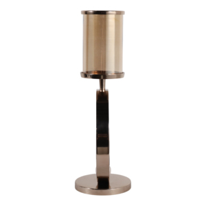 Porte-bougie décoratif en verre, base à double anneau, élégant support pour bougie pilier pour table à manger - Product Image 3
