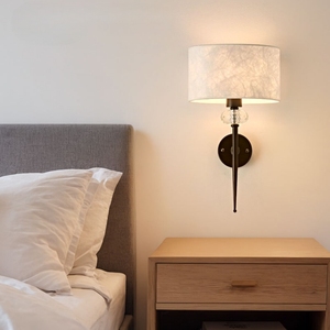 Lampe murale simple et moderne avec cadre en fer et abat-jour en <span class=keywords><strong>lin</strong></span> Tyvek, avec bras flexible réglable pour la lecture au chevet, la décoration de chambre d'hôtel - Product Image 2