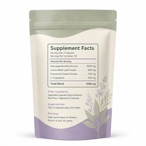 Capsules de complexe de sommeil de haute qualité, camomille, L-tryptophane, complément premium Sunwind Ksm-66, Ashwagandha, soutien immunitaire - Product Image 2