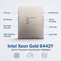 CPU Intel Xeon Scalable Generasi ke-4 Xeon Gold 6442Y Xeon Gold 6443N 6444Y 6448H 6448Y 6454S 6458Q