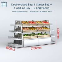 Witte Eilandrek - Open, zwaarbelastbaar metalen & houten displayrek voor supermarkten, centrale gang, merchandise voor levensmiddelenhandelaren