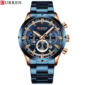 Currenuxury Reloj Curren 8355 Japanjewelrynt Stainless Steel Glass Leather Men Alloy Square Men Watch Watch for Men Waterproof