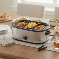 Rôtissoire électrique 3-en-1 pour dinde avec grande capacité de 18/22 QT, minuteur programmable, idéale pour la cuisson de plusieurs plats en fêtes