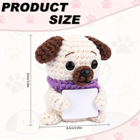 Peluche de bouledogue au crochet avec carte, décoration de bureau pour le soutien émotionnel, cadeau pour femmes, hommes et collègues