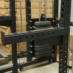 Оптовая продажа, индивидуальная стальная подставка для полуприседаний с логотипом, черная клетка для мышц, многофункциональное оборудование для тренажерного зала, предложение от производителя - Product Image 5